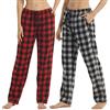 YUSHOW 2 PC Pantaloni Pigiama Donna Cotone Flanella a Quadri Lunghi