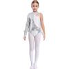 Freebily Body Ginnastica Artistica Bambina Paillettes Leotards Balletto Body Danza Classica Ballerina con Gonna in Tulle Abito da Pattinaggio Artistico Ballo Latino Americano Argento 9-10 anni