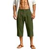 MJGkhiy Pantaloncini 3/4 Uomo Leggeri Estivi Cotone e Lino Pinocchietto Casual Taglie Forti Larghi Pantaloncini con Bottoni Tinta Tnita Baggy Shorts Capri da Spiaggia e Yoga
