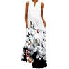 WINKEEY Abito Lungo Estivo Donna Elegante Plus Size Abito Senza Maniche con Tasche, Pittura a Inchiostro 4XL