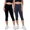 SES Leggings Capri da donna lunghi a 3/4, confezione da 2 pezzi, da 32-34 a 56-58, opachi ed elastici con vita morbida e vestibilità perfetta, cotone con elastan, nero/antracite mélange, 38-40