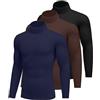 Ekouaer Maglia Termiche da Uomo Invernale Biancheria Intimo Termica a Maniche Lunghe a Collo Alto Nero+Blu+Vino Rosso XXXL