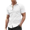 viiotu Camicia da uomo a maniche corte nera senza pieghe senza umidità 4-way stretch comfort morbido casual button down camicie, bianco, S