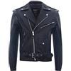 Infinity Leather Giacca da Motociclista da Uomo in Pelle Nera con Logo Brando XL