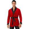 YiZYiF Accappatoio Corto per Uomo Vestaglia da Notte in Velluto Kimono Elegante Manica Lunga Camicia Abito Biancheria da Notte con Cintura in Raso per Spa Casa Hotel S-4XL