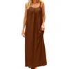 Generico Vestito Estivo Donna Lungo Lino Abito - Casual Tinta Unita Senza Maniche Loose Maxi Abiti Schienale con Cordino Come Copricostume da Spiaggia, Casa, Abbigliamento per Vacanze E Tempo Libero