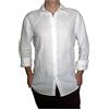 Fantasy Camicia Uomo Ragazzo Puro Lino Taglio Avvitato Slim Manica Lunga Leggera Fresca Estiva (52 XXL, Bianco)