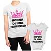 Incidiamo Coppia T-Shirt Body Maglietta Nonna Nipote Principe Principessa Regina manica corta Taglie dalla S alla XXL e da 0 a 24 mesi