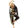 TiaoBug 4 PCS Vestito da Danza del Ventre per Donna Abito da Ballo Indiano Costume Indiana Arabo Principessa Cosplay Halloween con Paillettes Dancewear Nero Taglia Unica