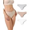 Risalti Slip Donna Brasiliana Bamboo Morbide Senza Cuciture 3 Pz | Mutande Donna Brasiliana Elasticizzate in Morbida Viscosa di Bamboo, Intimo Donna Traspirante Ipoallergenico, Made in Italy