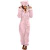 Vhersily Pagliaccetto in Peluche da Donna Pigiama Intero Invernale Pile di Corallo Tuta a Maniche Lunghe Tutina Cerniera Felpe con Cappuccio in Peluche Indumenti da Notte, Costume Carnevale Halloween