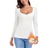 LEYSHE Maglia Termica Donna Intimo Invernale Sottogiacca Manica Lunga, Bianco, L