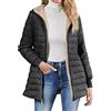 Generico Giacca da Donna Invernale con Cappuccio, Giaccone Invernale Donna Tinte Unite Giubbotto Termico Primavera Baggy - Giacconi Moda, Winter Jacket Women Morbido Nero L