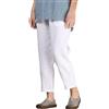 FTCayanz Donna Cropped Pantaloni Larghi Estivi Casual Pantalone in Lino Bianca M