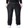 Generisch Jeans da uomo, con lacci, pantaloni da uomo, con tasche, classici, elasticizzati, in denim, gamba larga, pantaloni in tessuto super flessibile, comodi pantaloni da uomo, Z1 nero., 5XL