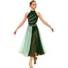Freebily Vestito da Balletto Danza Lirica Contemporanea Bambina Abito Lungo da Pattinaggio Artistico con Strass Body Ginnastica Ritmica Costume da Ballo Latino Moderno Jazz Verde 11-12 Anni