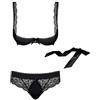 Selente Love & Fun Sensuale Completo Intimo a 3 Pezzi: Reggiseno, Tanga ed Esclusiva Benda per Occhi in Raso. Made in EU.