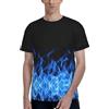 ZXERTG T-shirt da uomo alla moda con stampa blu fiamma, perfetta sia per occasioni casual che semi-formali