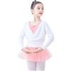 ETRYOX Top per la Danza Classica Autunno Inverno Caldo Manica Lunga Cintura in Vita Maglione Bambino Ragazze Bambini Balletto Danza Avvolgente Top Incrociati(White,160)