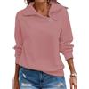 Cuptacc Felpa Donna con Zip Scollo a V Tinta Unita Maglietta Donna Maniche Lunghe Moda 1/4 Zip Pullover Invernale Rosa Scuro, X-Large XL 46-48