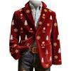pvucpot Blazer Natalizi da Uomo Blazer Natalizie Rossa Elegante Giubbotto Uomo di Natale Cappotti Natalizia Festivo Aperto sul Fronte Invernale Giacca Natalizio Stampa per Business Capodanno Natale
