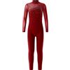 Agoky Bambina Tuta Intera da Ginnastica Artistica Pantalone Lungo Ballerina Leotards Danza Classica Balletto Strass Costume da Ballo Dancewear