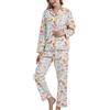 CHUNG - Set di pigiami da donna in cotone spazzolato a maniche lunghe con bottoni, pantaloni in flanella per dormire, comodi e caldi per l'inverno, taglie forti, Gatto giallo., S