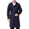 AOWOFS - Cappotto da uomo, lungo, invernale, stile trench, con cintura, doppio petto, con bottoni, con colletto rovesciato, parka, blu, L