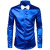 PARKLEES Camicia da uomo a maniche lunghe in seta lucida come raso per feste, discoteca e balli studenteschi, Royal, XL