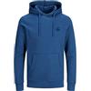 JACK & JONES Felpa con Cappuccio da Uomo Jjebasic con Logo Sweat Hood Noos, Blu (Bright Cobalt/Logo: Navy Blazer), XS