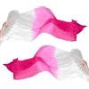 PATIKIL Velo In Seta Per Ballo Del Ventre 59, 1 Paio (Sinistra+Destra) Ventaglio Lungo Pieghevole Per Donne Ventaglio In Legno Per Spettacoli Di Ballo, Bianco Sfumato Rosa