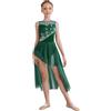 Yyuihri Bambine Vestito Danza Classica E Contemporanea Vestito Danza Lirica E Balletto Senza Maniche Abito Pattinaggio Artistico Verde 13-14 Anni