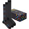 Ciocca Scatolina Regalo 2/3 Paia calze fantasia Uomo - Made in Italy - Idea regalo in caldo cotone Morbide e Confortevoli [BOXWEB3_BLK1_40/45_1]