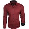 Baxboy Camicia da uomo a maniche lunghe, Slim Fit, facile da stirare, per lavoro, tempo libero, matrimonio/Con colletto Kent, modello B-500, Bordeaux, XXL