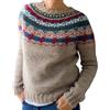 Generic Maglione da donna islandese, maglione norvegese donna inverno caldo 2025 maglione donna senza cappuccio Pullover Top di grandi dimensioni Mohair maglione jacquard irlandese maglione chic lavorato a