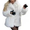 Valtorixia Cappotto da donna in finta pelliccia, a maniche lunghe, con apertura frontale, peloso, invernale, caldo, a pelo lungo, cappotto corto, biancoA2, L