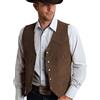Tuikayoo Gilet in camoscio da uomo Vintage Western Cowboy Gilet Vestibilità normale, caffè, XL