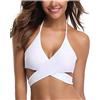 SHEKINI Costumi Donna Halter Push Up Bikini Top Bikini Imbottito Regolabile Croce Straps Costume da Bagno Donna (X-Large, Bianco-Top)