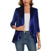 Kyzoeyou Cardigan da donna increspato con maniche a 3/4 in velluto cardigan retrò vintage blazer aperto davanti capispalla giacche casual da donna top, Blu Rb-royal, XXL
