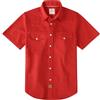 Dubinik® Camicia da Lavoro Uomo Maniche Corte in Cotone Pesante con Bottoni a Pressione Stile Western Rosso 2XL
