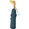 Travebo Donne/Bambini，Ombrello Pieghevole da Viaggio con Manico in Legno a Forma di Graziosa Papera, Leggero, Portatile, 8 Stecche, Zaino/Auto, Robusto e Pieghevole, Pioggia/Sole, UPF 50+,Anti UV