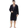 ENVIE Comoda Vestaglia/Homewear Uomo in soffice Microfibra con Cappuccio, Tasche e Cinturino. Made in EU. (XL-XXL, Nero/Grigio)