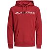 JACK & JONES - Felpa da Uomo con Cappuccio e Logo, Rosso (Rio Red/Reg Fit)., XXL