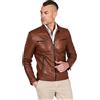 D'Arienzo Giacca in Pelle Bianca Uomo Giubbotto Moto Giubbino Biker Vera Pelle Made in Italy Hmailton
