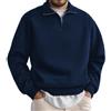 WINKEEY Felpa Uomo Senza Cappuccio con 1/4 Zip Felpe Maniche Lunghe e Collo Alto Maglia Autunnali e Invernali,Blu Navy L