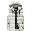 Icegrey Gilet da Uomo Piumino Senza Maniche con Cappuccio Staccabile Inverno Antivento Giacche Caldo con Tasche Cerniera, Beige Bianco