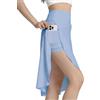 Bezioner Gonna Pantalone Donna Lunga con Pantaloncini e Tasche Midi Gonne Sportiva Orlo a Volant con Spacco Skort Tennis Golf Blu M