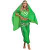 Freebily Vestito Danza del Ventre Donna Schiena Scoperta Danza Orientale Completo Costume Carnevale Donna Principessa Araba Belly Dance Cosplay Halloween Verde Taglia Unica