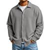 Generico Polo Uomo Manica Lunga Tinte Unite Colletto Rovesciato - Abbigliamento Uomo Casual, Camicie Bottoni Semplice, Adatto per La Primavera E L'autunno Grigio M