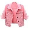 dPois Giacche di Jeans da Donna con Tasche a Maniche 3/4 Giacca in Denim Rosa XXL